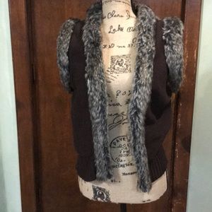 Faux fur sweater vest
